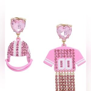 Betsey Jonhson Rhinestone Football Jersey & Helmet Mismatch Drop Earrings